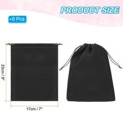 8Pcs Velvet Gift Bags 7 x 9″ Velvet Drawstring Jewelry Pouches Black