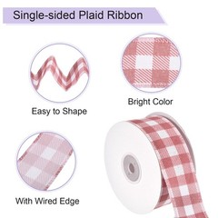 Plaid Check Ribbon, 1.5 Inch x 10 Yards Gingham Ribbon, Bright Red