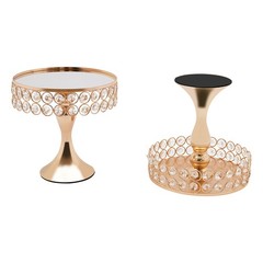 10Pcs Gold Iron Crystal Acrylic Cake Stand Set for Display and Decoration