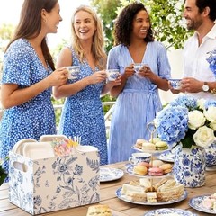 2 Pcs Blue and White Utensil Holder Paper Utensil Caddy for Wedding Floral