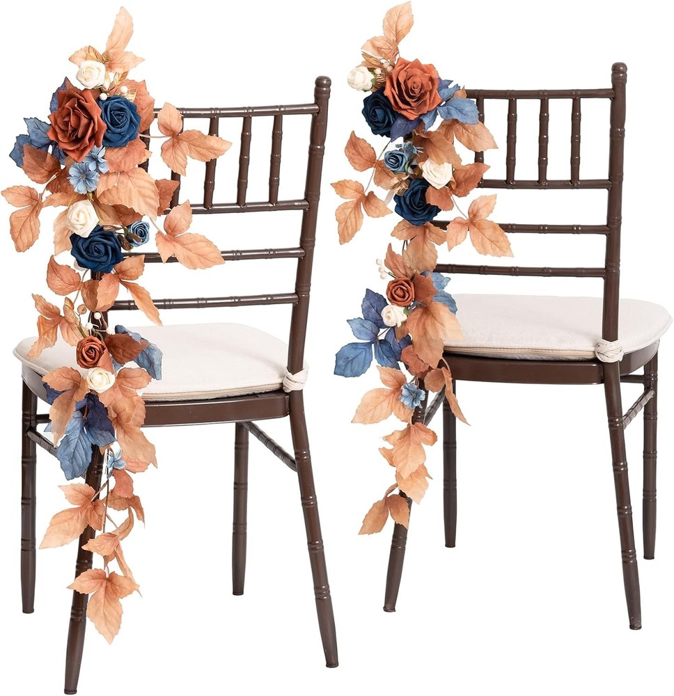Fall 10pcs Wedding Chair Decorations Aisle Floral Swag Artificial Pew Flowers