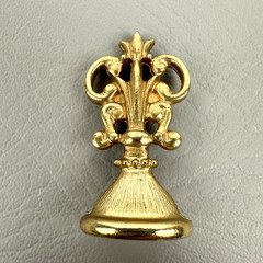 Vintage Brass Wax Seal Stamp Monogram W Ornate Fleur De Lis 2″