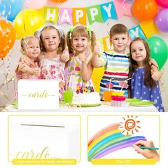 White and Gold Foil Card Box for Party Wedding Birthday Bridal or Baby Shower…