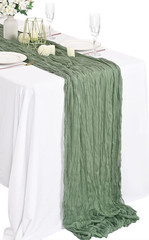 5 Pack Sage Green Cheesecloth Table Runner, 13ft Boho Gauze Cheese Cloth 35×157