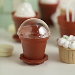 12 TERRACOTTA Mini Flower Pot DESSERT CUPS Lid Shovel Spoon Party Decorations