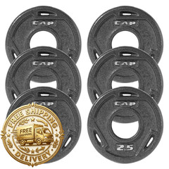 Cap Barbell 2-Inch Olympic Grip Weight Plate 2.5 Lb Set Of 6 Black Ophwis-002.5