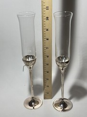 Vera Wang Love Knots Wedgwood Toasting Champagne Flutes Silver Love Knots Bows