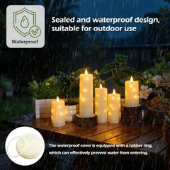 Outdoor Waterproof Flickering Flameless Candles 5PCS-D2.2“xH5″5″6″7″8″ Ivory