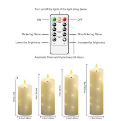 Outdoor Waterproof Flickering Flameless Candles 5PCS-D2.2“xH5″5″6″7″8″ Ivory
