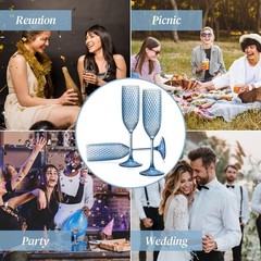 24 Pack Unbreakable Light Blue Champagne Flutes – Vintage Wedding Toasting Glass