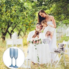 24 Pack Unbreakable Light Blue Champagne Flutes – Vintage Wedding Toasting Glass