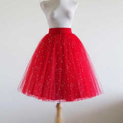 Red Glitter Tulle Rolls 6 Inch by 10 Yards Sequin Tulle Fabric Ribbon for DIY Tu