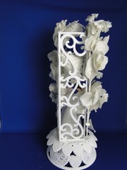 New Vintage Wilton «White Orchids» Wedding Cake Top, White Coat # 114-10736
