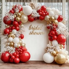 Red White Gold Balloon Garland Double Stuffed Burgundy Red Red Pearl White Gold