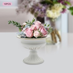 10 Pack Metal Vase Small Table Decor White Gold Wedding Centerpiece Flower Vase