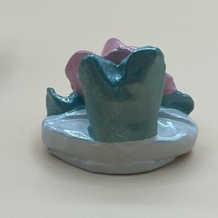 Floral Place Card Holders Pastel Rose Ceramic Table Decor Set of 8