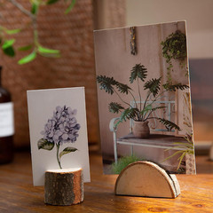 50 Pieces Wooden Place Card Holders with 50 Kraft Paper Cards, Rustic Wood Table