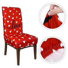 4Pcs Valentine’s Day Chair Covers Sweet Love Heart Dining Chair Slipcovers Red