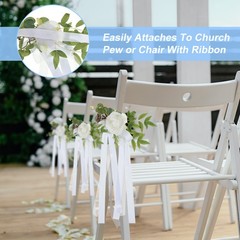 6Pcs Wedding Aisle Decorations Pew Flowers Chair Artificial Flowers White