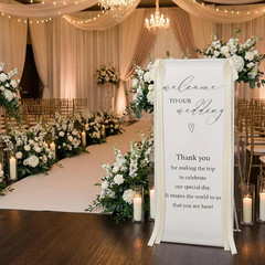 Elegant Wedding Welcome Sign Stand with Adjustable Easel and Satin Ribbon