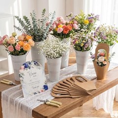DIY Flower Bloom Bar Kit – All-In-One Bouquet Supplies – Vintage Metal Buckets