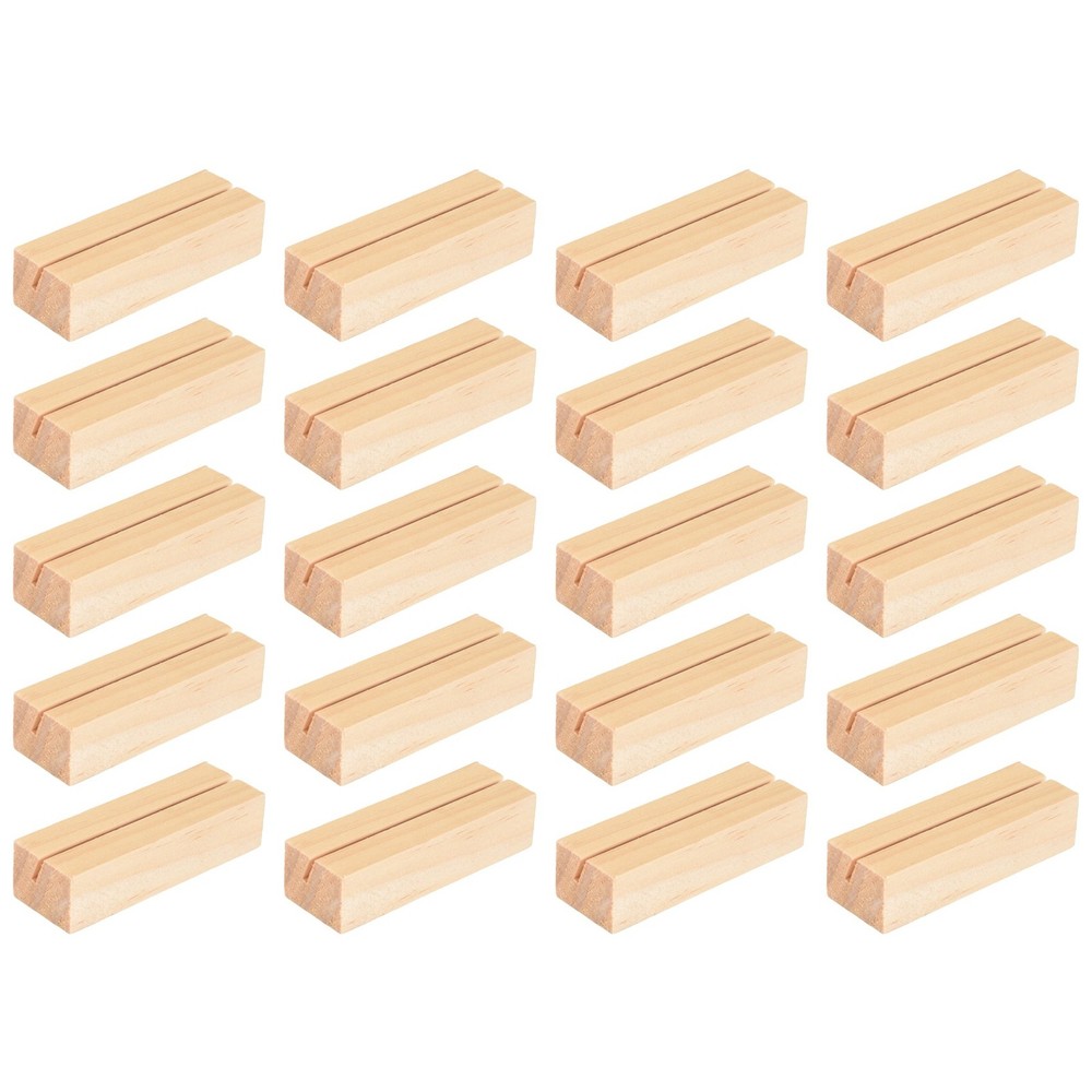20 Pieces Wood Place Card Holders, Wooden Table Number Holder Stand Clamps3948