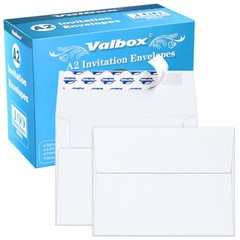 ValBox A2 Invitation Envelopes 100 Qty (4.375 x 5.75 Inches), White