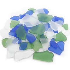 Atoplutly 14oz Frosted Sea Glass Pieces for Crafts Medium, Blue White Green