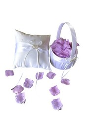 US Crystal Heart Bridal Wedding Flower Girl Basket Ring Bearer Pillow 7.8″ 2 Pcs