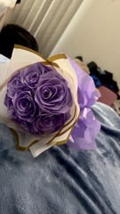 eternal ribbon flower roses bouquet ,purple , and a 7 count