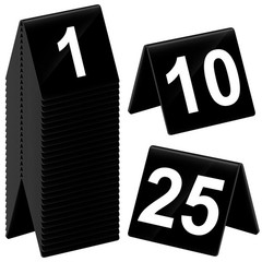 Tuanse Table Numbers 1-25 Acrylic Double 2.5 x 2.17 x 2 inches, Black, White