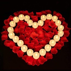 2000Pcs Artificial Rose Petals + 24 LED Candles Romantic Night Propose Set USA