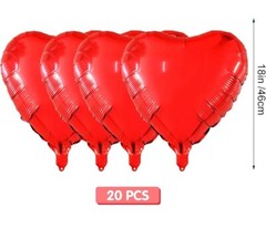 20Pcs 18” Red Heart Shaped Mylar Foil Balloons Party Decor Valentines Romantic