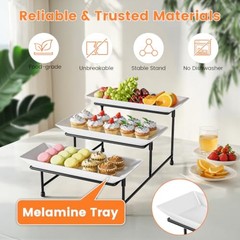 3 Tier Serving Tray for Party, 12» BPA Free Food 12″ x 11.6″ x 8.7″ Black