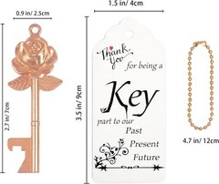 Aokbean 100 Sets Rose Flower Shaped Keys Wedding Favors Gift for Guest Bulk Skel
