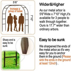 Metal Garden Arch,7.8 Feet High x 5.5 Wide Sturdy Brown Strengthen