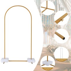 6.6 FT Wedding Arch Backdrop Stand Gold Metal Arch for Wedding Ceremony Party