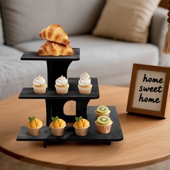 L-Shape 3-Tier Retail Table Display Corner Stand Wood Multi-Purpose Display Rack