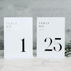 White Wedding Table Numbers 1-25 with Stands, 5″x7″ White Acrylic Table Numbe…