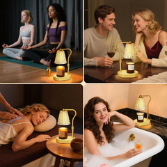 Candle Warmer Lamp with Timer Dimmer, Birthday Gifts for Women Amber-gold