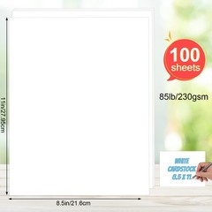 Joyberg 100P White Cardstock 8.5 x 11, 230gsm Cover 100P, white