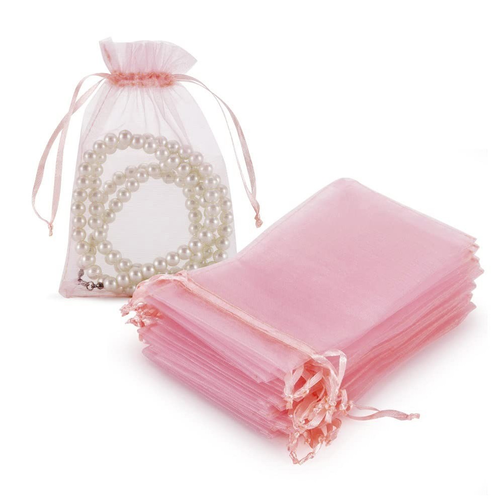 100pcs 4×6 Inch Organza Bags, Drawstring Jewelry Pouches For Wedding Blush Pink