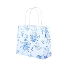 12 WHITE PINK French Toile Paper Gift Bags with Handles Decorations