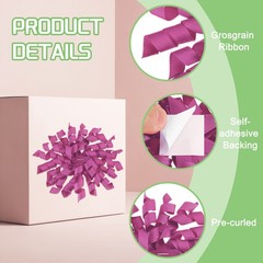 6 Pcs 4 Inch Grosgrain Curly Bows for Gift Wrapping Self-Adhesive Rose Purple
