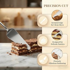 2 PCS Cake Pie Server Set, Stainless Steel Serrated Pastry Servers with Single