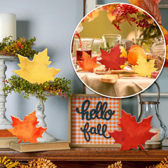 Whaline 3 Pcs Fall Leaves Wooden Signs Retro Maple Leaves Table Centerpieces