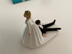 Cake Topper Bride Groom Wedding Reception Day Funny Bride Dragging Grooms cake