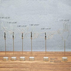 Cute Finger Gesture Desk Photo Display with Clips for Office, Table Silver