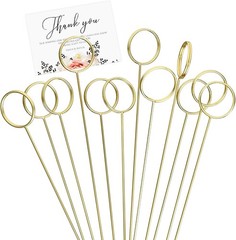 30 Pack Strong Grip Gold Floral Card Holder Picks 13.4 Inch | Metal Flower P…
