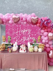 Hot Pink Shimmer Wall Backdrop for Girls Birthday 7x5FT Glitter Sequins Party…